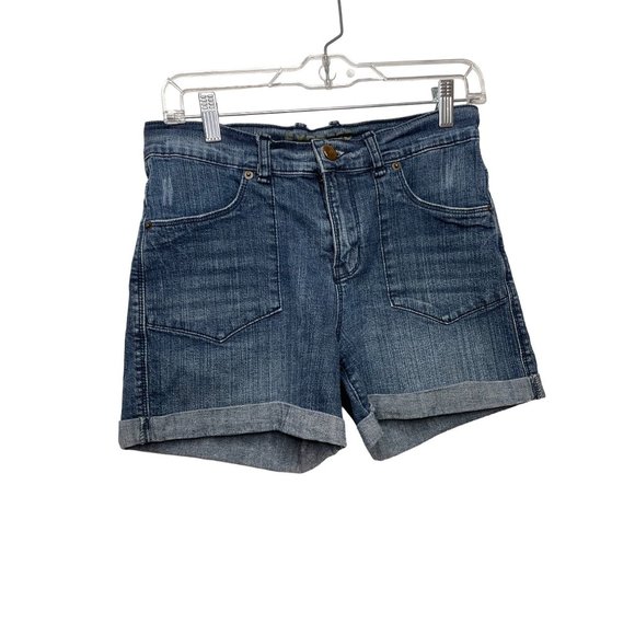 Express Jeans Women’s Denim Shorts 6 Blue 4-Pocket Zip & Button Stretchy - Picture 14 of 16